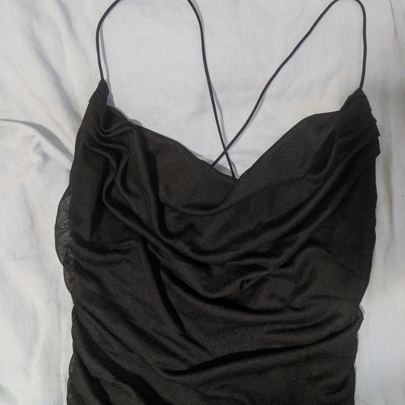 GARAGE onyx black mesh mini bodycon dress - Picture 2 of 3
